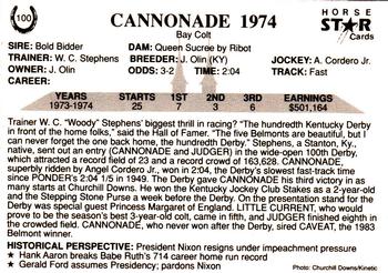 1991 Horse Star Kentucky Derby #100 Cannonade Back